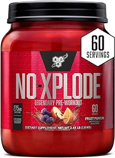 BSN N.O.-XPLODE Pre Workout Supplement with Creatine, Beta-Alanine, and Energy, Fruit Punch, 60 Servings, 2.45 Pound (Packaging May Vary)