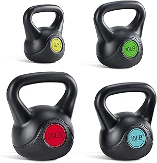 Hard Kettlebell Set, Strength Training Kettlebells, Fitness Equipment, Durable Concrete Core, HDPE Shell, Multi-Level Workout Equipment for Home Gym & Outdoor