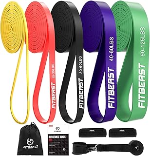 FitBeast Pull Up Bands Set, 5 Different Levels Resistance Band Pull Up for Calisthenics, Bodyweight Training, Muscle Toning, Yoga, Stretch Mobility, Pull Up Assistance Bands