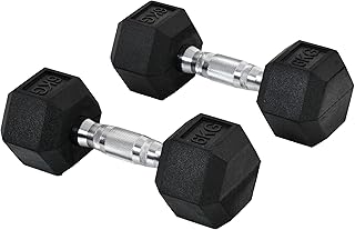 2x4kg/2x5kg/2x6kg/2x8kg/2x10kg Rubber Hex Dumbbell Set Anti-Rolling Free Weights Dumbbells Pair with Knurled Grip for Home Gym Strength Training Exercise