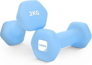 Neoprene Dumbbells Pair with Anti-Slip Grip,Hex Edges,Water-Resistant Surface & Workout Poster-Weight Set for Home, Gym & Fitness (1kg 1.5kg 2kg 3kg 4kg 5kg 6kg 7kg 8kg 9kg 10kg)