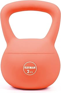 KAYMAN Soft Kettlebell for Home Gym – PVC Coated Weight – Floor Safe Flat Base – Ergonomic Non-Slip Handle – Strength Training, CrossFit, HIIT, Core Workout – Durable Fitness Equipment-2/4/6/8/10/12kg