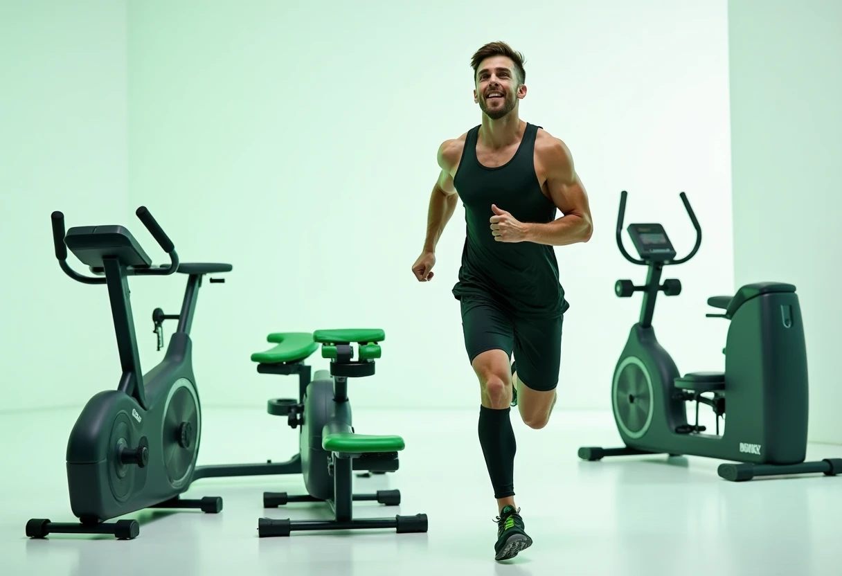 Un athlète utilisant divers équipements de fitness